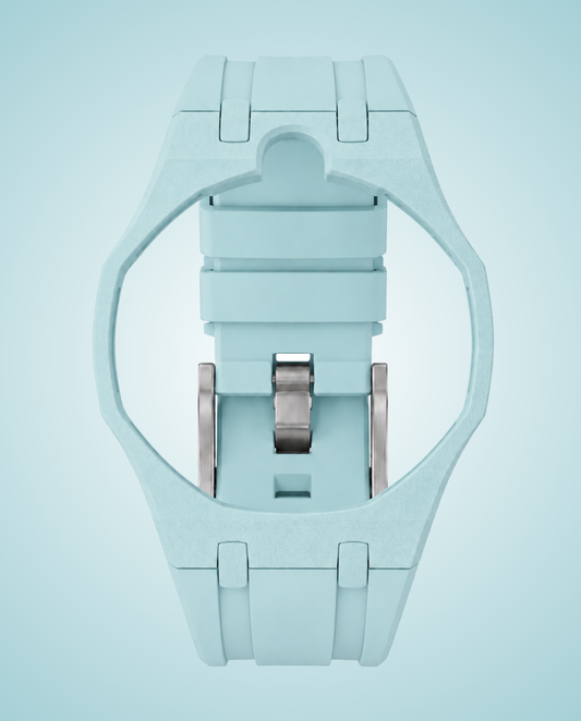 LUCA - Bracciale in silicone blu con dettaglio grafico