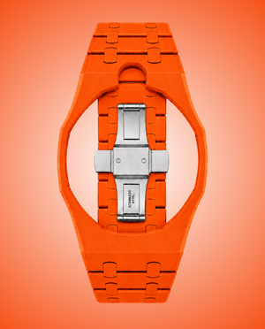 GIULIA - Bracciale in ceramica arancio con logo a contrasto