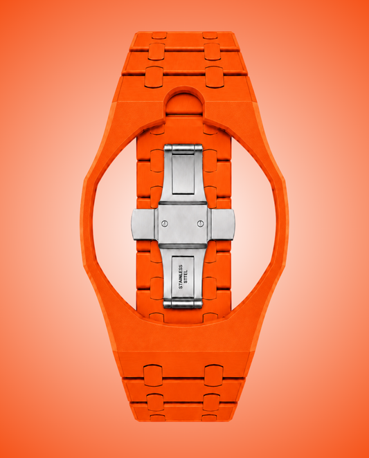 GIULIA - Bracciale in ceramica arancio con logo a contrasto